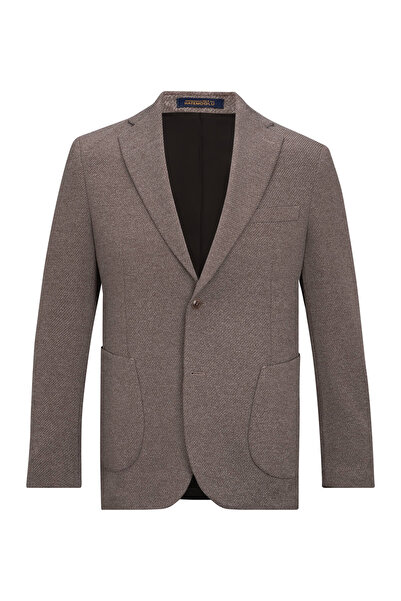 Hatemoğlu Kahverengi Comfort Fit Mono Yaka Klasik Ceket