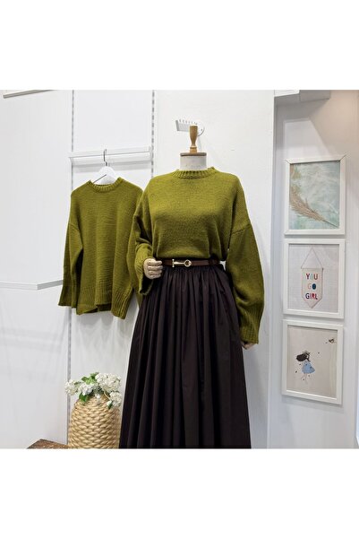 Faya Boutique Zeytin Yeşili Oversize Kazak