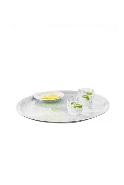 DRAMA HOME Melamine Food Serving Tray Silver 43cm