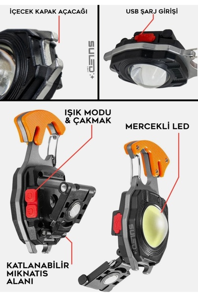 HASUBA Şarjlı Led Kamp Lambası , Çakmak Mıknatıslı Mini Fener