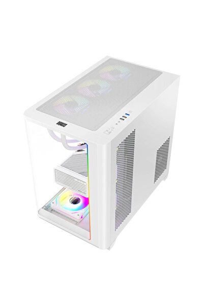 DRAGOS Ocean Curved Pro V2 Beyaz 7x Argb Fan USB 3.0 Type-C 750W 80+ ATX Bilgisayar Kasası Beyaz