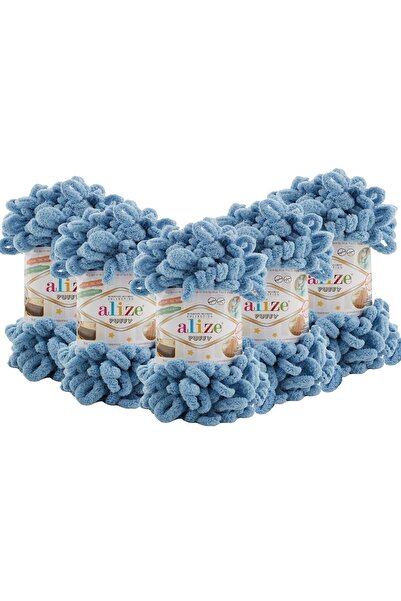 Alize Hand-knitted puffy yarn, 5-pack, light blue, 280