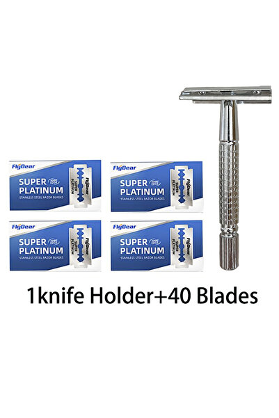 choice2 1 handle 40 blades Stainless steel double-sided shaver, men's shaver, sharp blade replaceable, old-