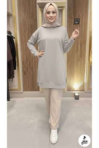 Bala Giyim Women's Slit Stone Modal Tunic