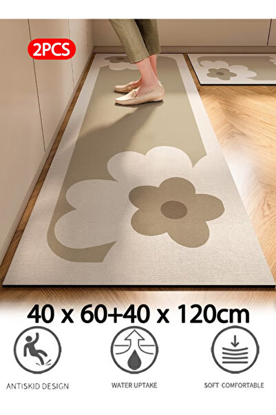Generic Kitchen Mat Set, 2 Pieces, 40x60 & 40x120 cm, Non-Slip Thickened Mats