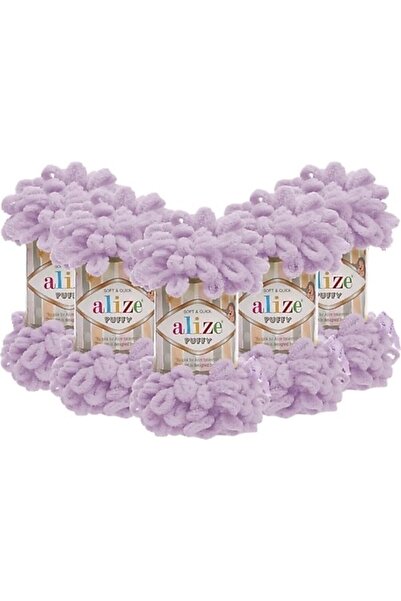 Alize خيوط حياكة يدوية منتفخة، عبوة من 5 خيوط، لون أرجواني فاتح، 27