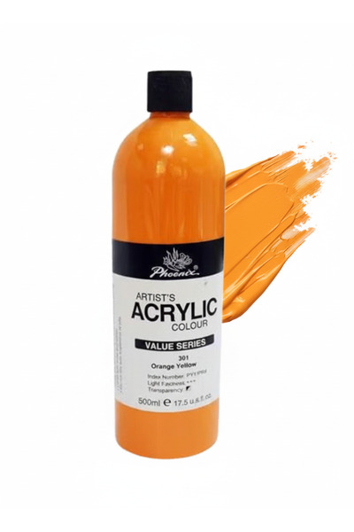 Phoenix Acrylic paints 500ml for arts and crafts projects - Orange color PAVS500PB-301