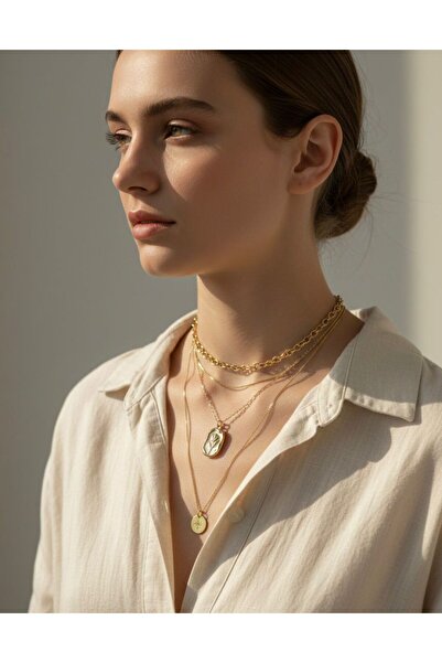 Venom Boutique Bijouterie Accessory Altın Kaplama Lale Figürlü Sedefli Oval P...