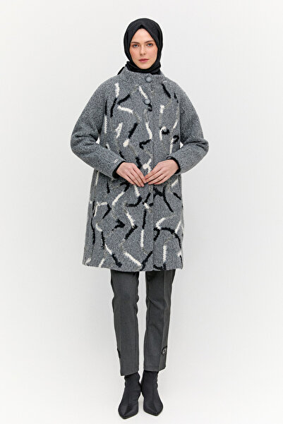 Setrms Gizli Pat İlik Düğmeli Dokulu Kaban