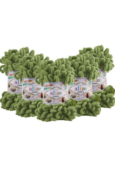 Alize Soft, puffy baby blanket in green, 6 pieces - 90x90, 485