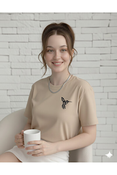 FAVORİST Colibri Printed Crew Neck Women's Tshirt