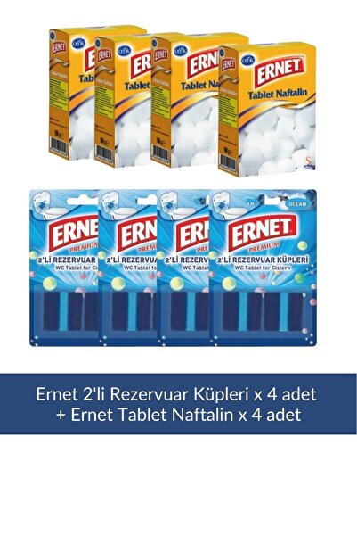 Ernet Naftalin 100 gr x 4 Adet + Rezervuar Küpleri 2'li x 4 Adet
