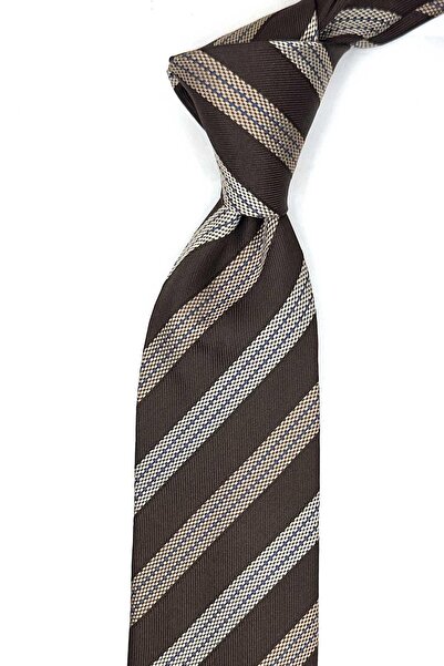 Kravatkolik Καφέ ιταλική μεταξωτή γραβάτα Leccio Style IK2198