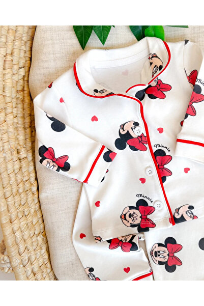 hümabebe طقم بيجامة من قطعتين من ميني سوت بحافة أمامية بأزرار حواف أسطوانية