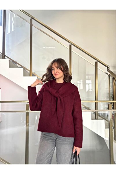 Sude Kızanlıklı Pulover tricotat premium cu eșarfă