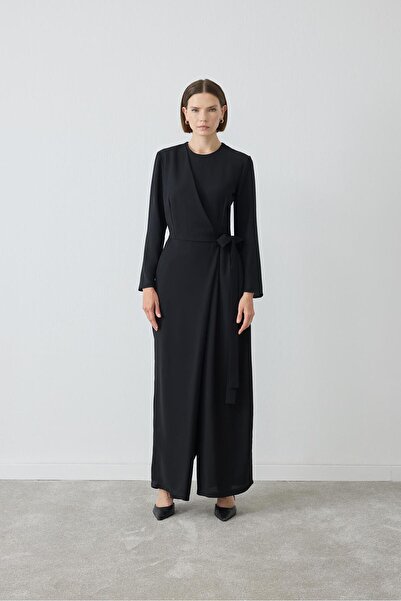 TERZİ DÜKKANI SOLİN KREP BAĞLAMA DETAYLI TULUM SİYAH