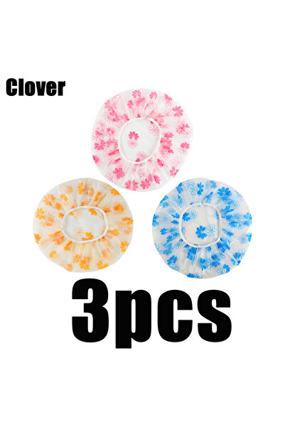 Choice6 3pcs Clover 3pcs Shower Cap Reusable Color Waterproof Household Long ...