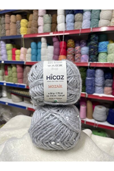 HİCAZ YARN Moher İri Pullu Gri Çanta/ Örgü ipi Yumaklar 50 gr x 2= 100 gr