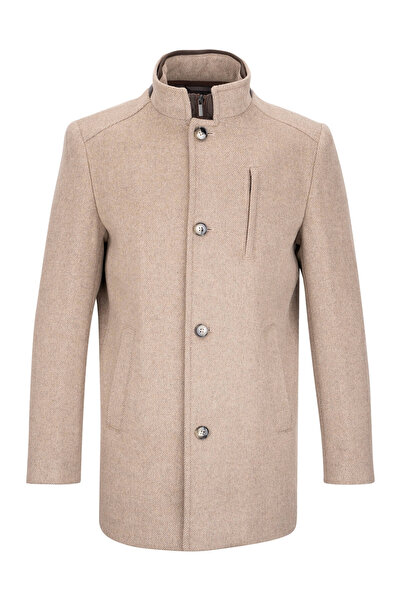 SAYKI Vizon Slim Fit Ceket Yaka Yünlü Kaşe Palto