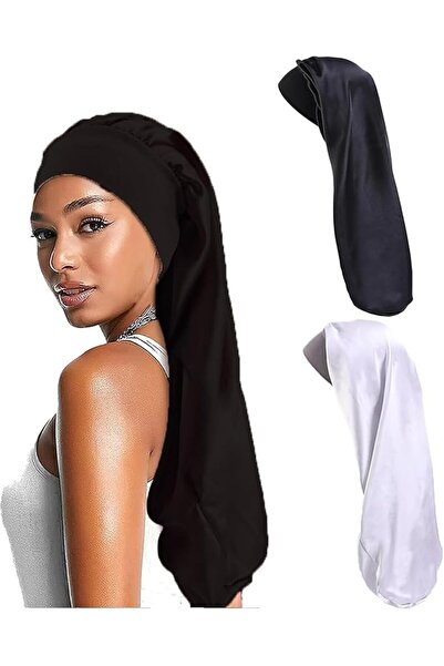 Arabest 2Pcs Long Satin Nightcap,Silk Nightcap,Nightcap with Elasticated Band...