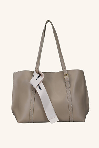 birizmoda Geantă de mână și de umăr cu detaliu de eșarfă albă - nurcă