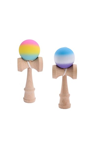 Globalport Retail Set 2 Kendama profesionale din lemn de fag – Rainbow Fade & Blue-Purple Gradient