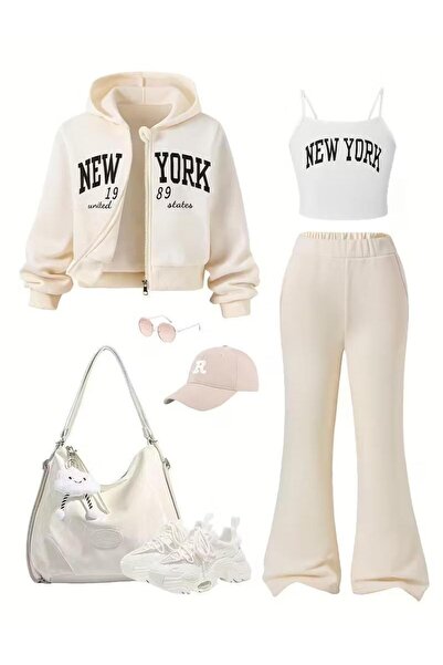 Kids çoçuk kışlık takım bej newyork