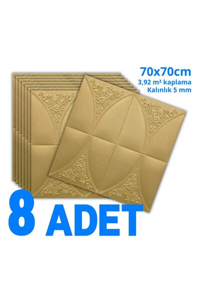 HORECA MARKET Kendinden Yapışkanlı Duvar Kağıdı Panel Strafor Köpük Altın Gül...