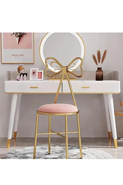ZUIHAO Metal Vanity Chair Leathers Padded Seat Makeup Chair Butterfly Chair D...