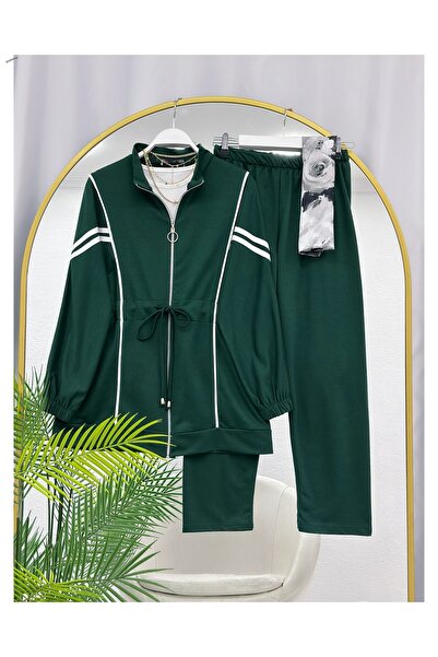 YEDİLALE Striped Shirt with Collar and Zipper, Combed Cotton Double Set [Excluding Underwear and Shawl]