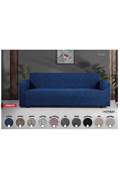 Bella Home Altınkoza Çekyat Stil Strech Koltuk Örtüsü (3+3) - Likralı - Lasti...
