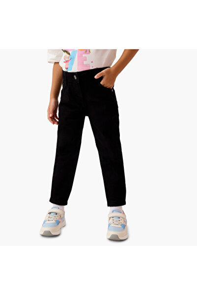 Juniors Solid Jeans with Button Closure