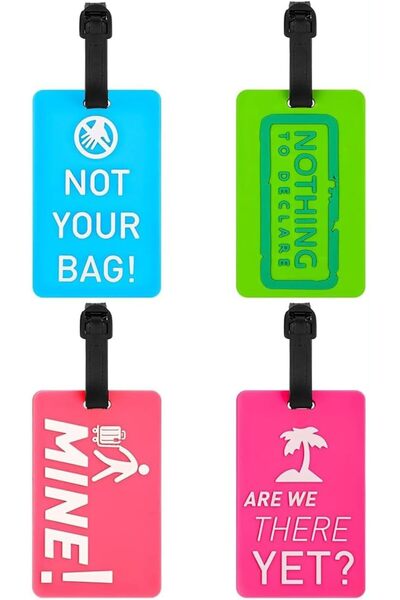 Arabest 4 قطع من بطاقات الأمتعة الشخصية، بطاقات أمتعة بلاستيكية ناعمة، بطاقات تعريف حقائب السفر، بطاقات سفر لطيفة