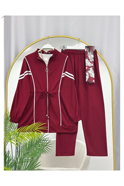 YEDİLALE Striped Shirt with Collar and Zipper, Combed Cotton Double Set [Excluding Underwear and Shawl]