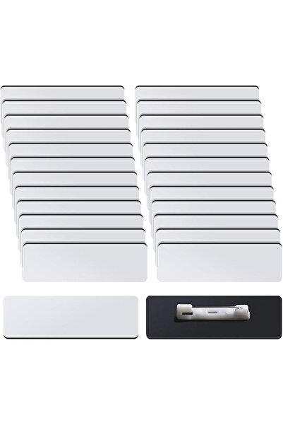 Arabest 16 Pcs Blanks Name Tag Badge,1 x 3 Inch DIY Blank ID Name Badge with ...