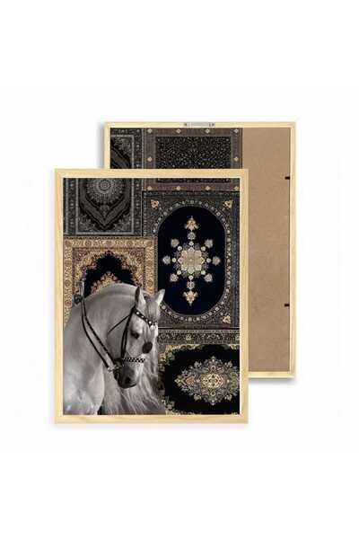 Markasız ucuz etnik desen at tablosu siyah temalı 30x40