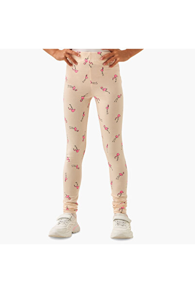 Juniors All-Over Flamingo Print Leggings with Elasticated Waistband