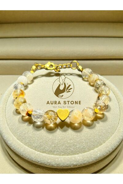 AURA STONE سوار من الحجر الطبيعي من نوع سيترين مع جهاز أورا ستون أورا ريتش ستيل