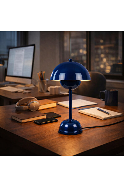 MOİRA Dekor,E/14 Base Bright Blue Retro Metal Table Lamp Living Room Bedside ...