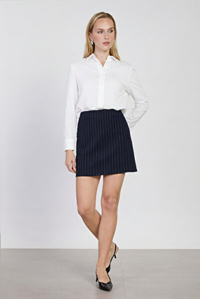 BARRELS AND OIL Women's Fleto Pocket Mini Skirt - Striped Navy Blue