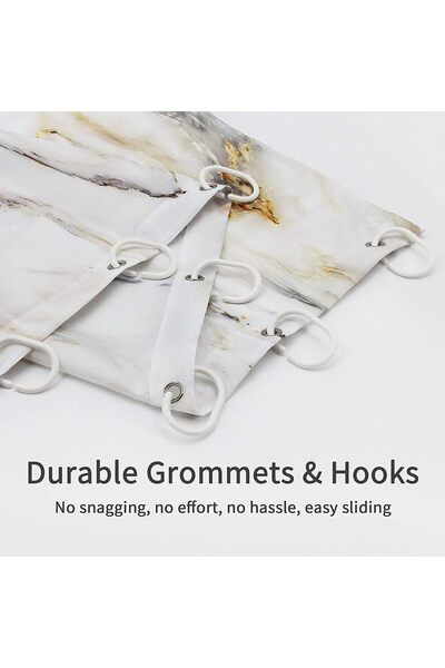 Bukela Castwave Marble Shower Curtain in Gray and Gold