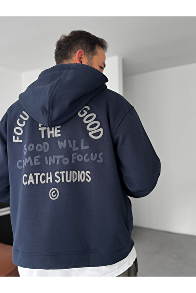 BYBASICMAN Swea cu fermoar în relief albastru marin tricou C-4629