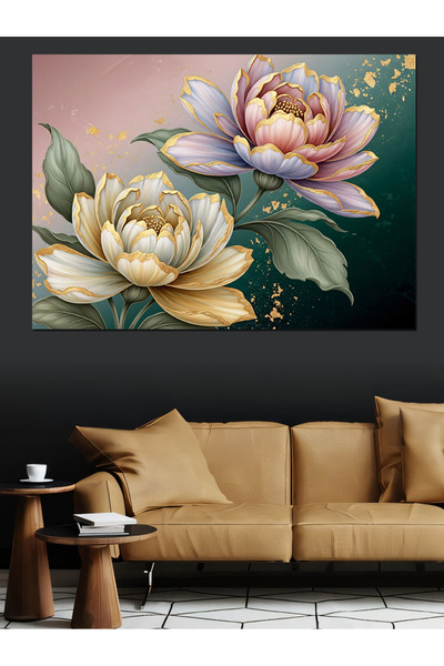 KanvasSepeti Flori roz înflorite Pictură în ulei de înaltă calitate texturat ...