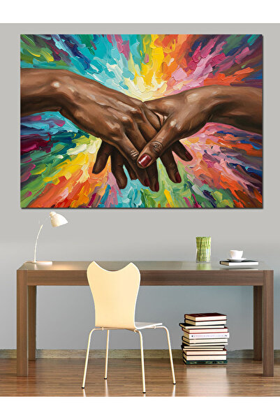 Artmeg Pânză decorativă cu mâna umană colorată - Tablou din lemn MDF