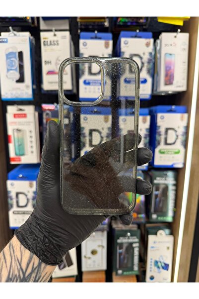 SOYLU MİX آيفون 13 برو ماكس سيملي شفاف أسود سسبادا سيليكون بريميوم