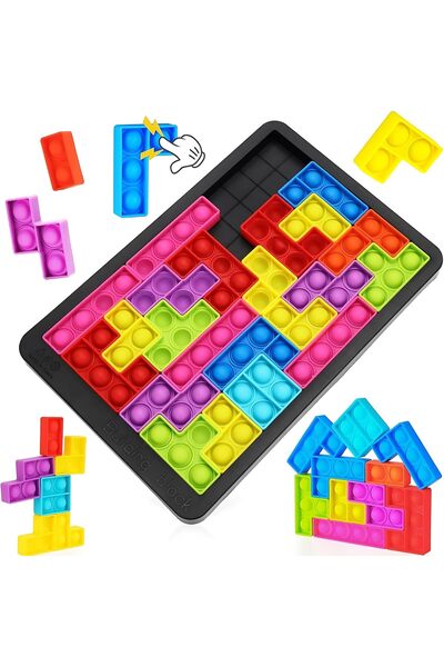 Arabest Push Pop Brain Teaser Game, Soft Silicone Building Blocks Board Puzzle Toy, Educational Learning