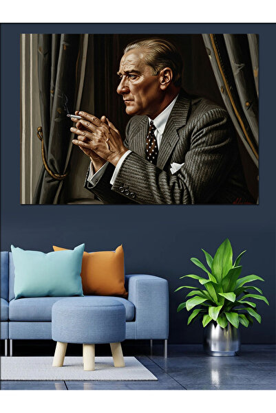 Artmeg Mustafa Kemal Atatürk Dekoratif Kanvas - Mdf Ahşap Tablo