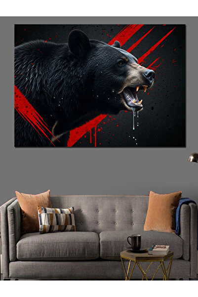 KanvasSepeti Vahşi Ursul Ofensator Pictură în ulei de înaltă calitate textura...
