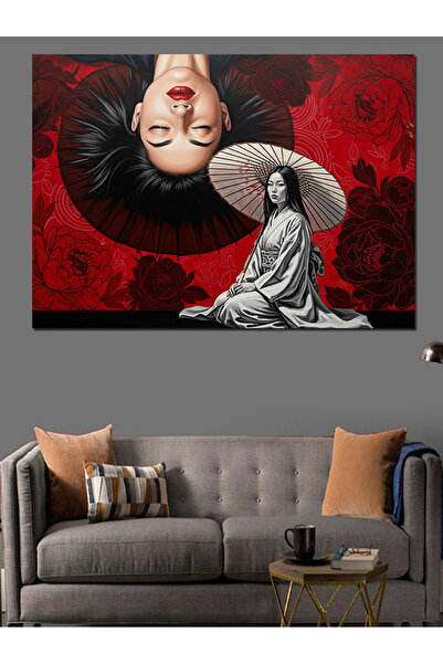 KanvasSepeti Femeie japoneză și pictură în ulei de înaltă calitate texturat P...