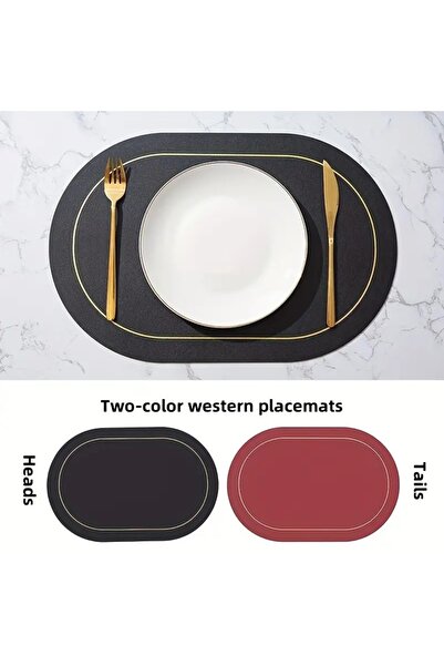 Choice1 1PCS 45x30CM black Table Leather Placemats Set of 1/4/6pcs,Washable for Dining,Heat-Resistant Non-Sl